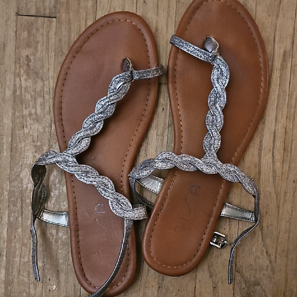 Braided Silver Strappy Sandals